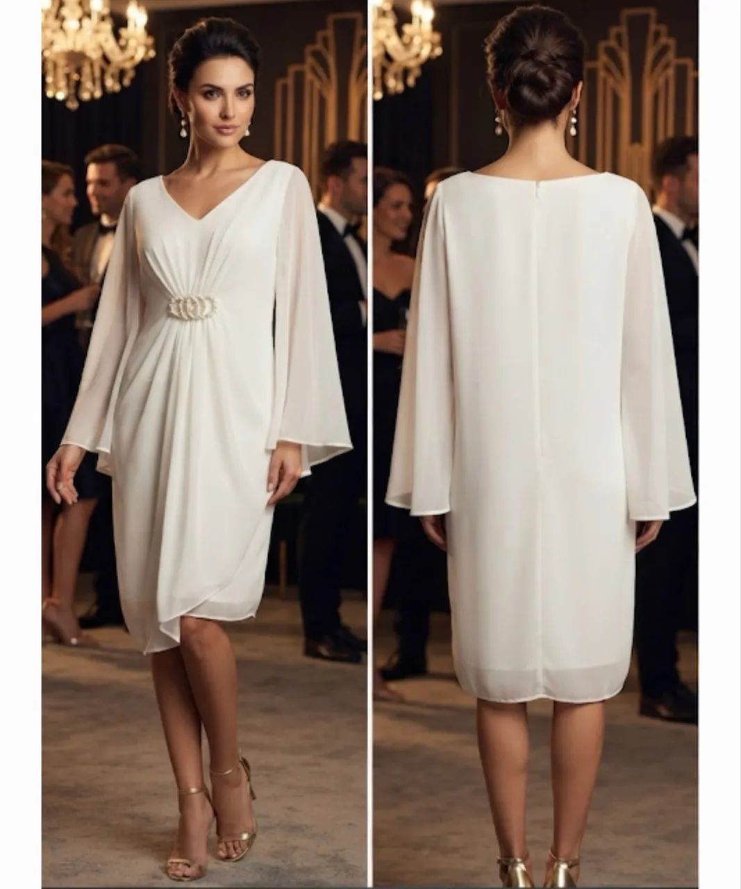 Vestido branco de Luxo com pérola Tam.44