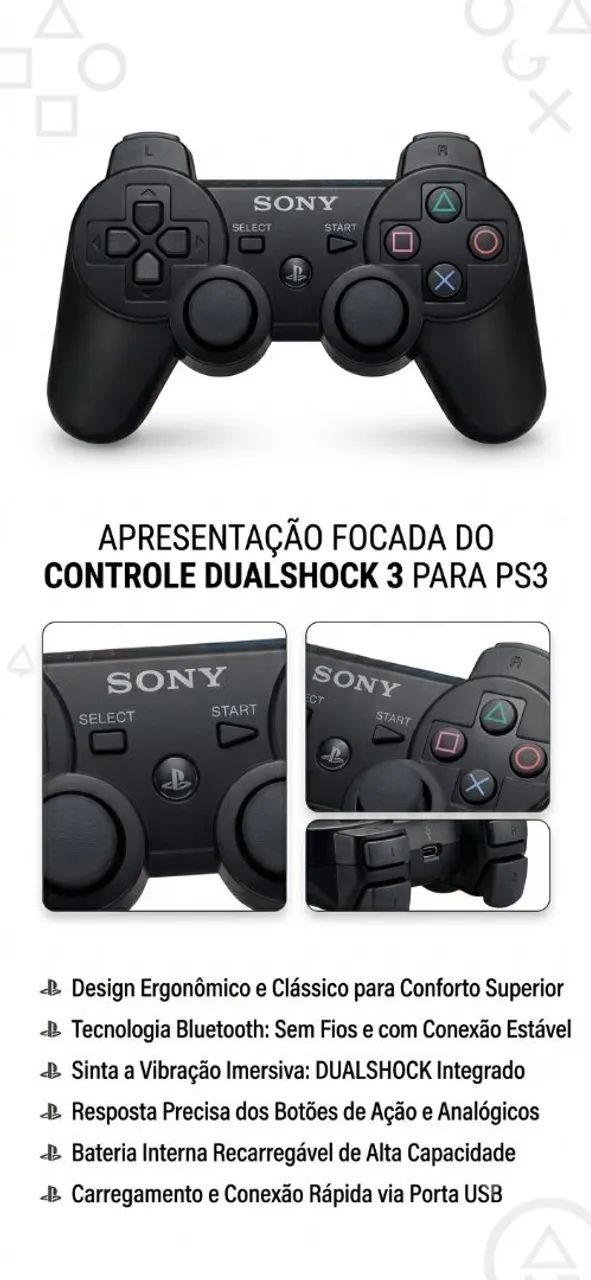Controle Ps3 sem fio  - Foto 2