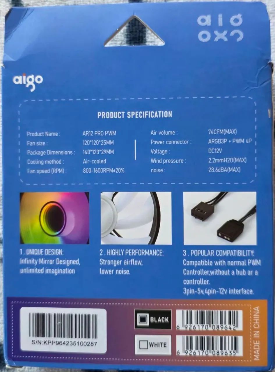 10 Cooler Fans Aigo AR12 Pro argb - Foto 3