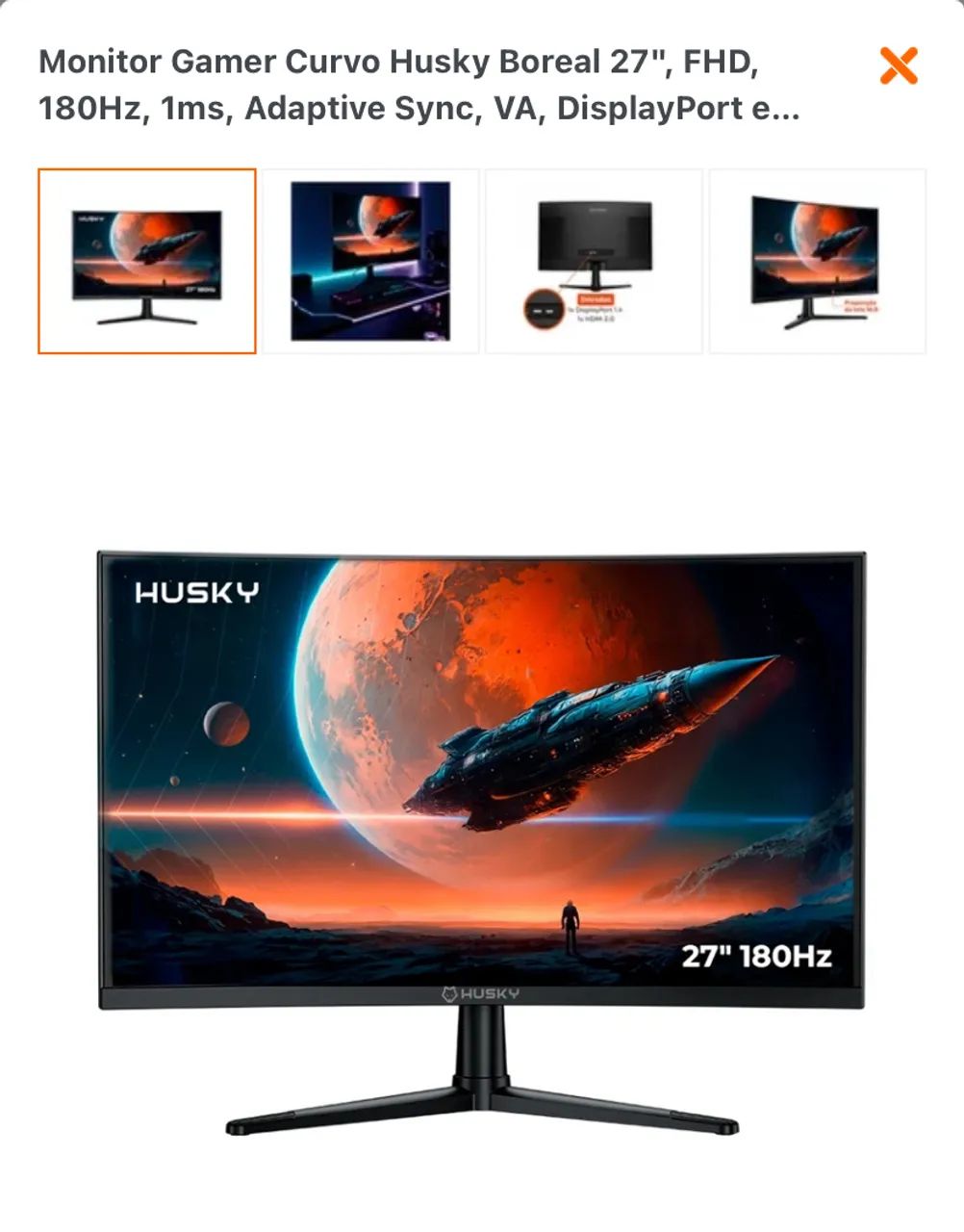 Monitor Gamer Curvo Husky Boreal 27"