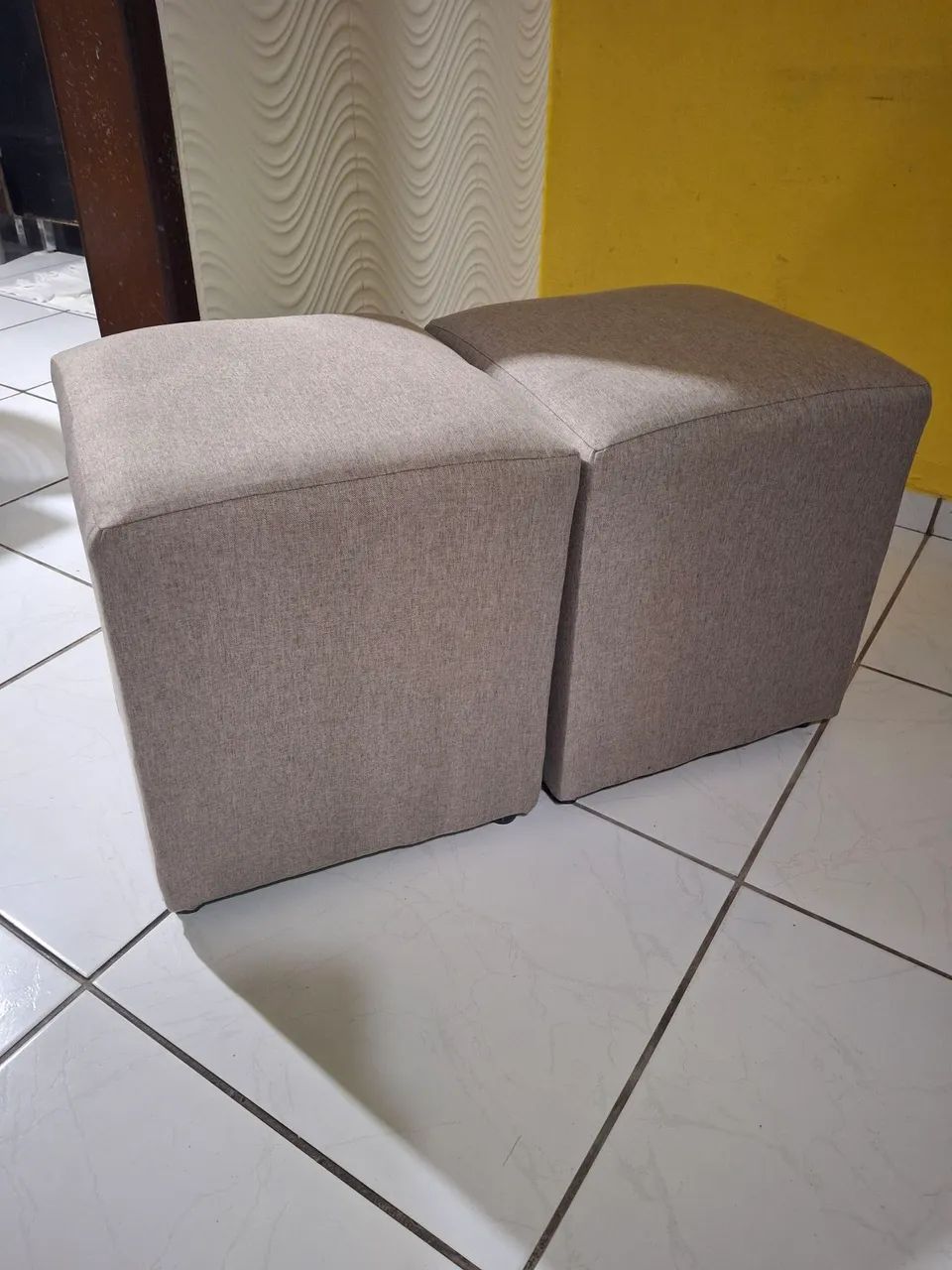  Kit Puff quadrado 40x40 lindo bege
