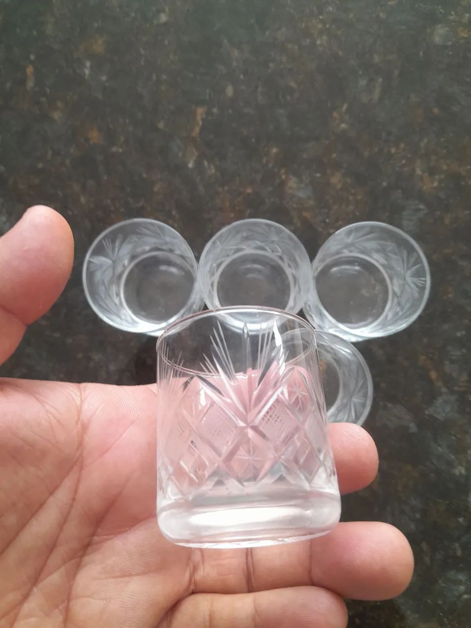 Conjunto 5 copos em cristal para chot 