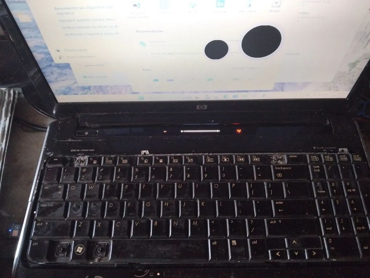 Notebook hp dv6 funcionando tudo carcaça boa Windows 11 25h2  tela com manchas e tecl ruim - Foto 2