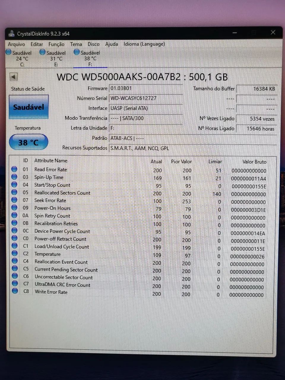 HD 500gb WD, saudável e sem bad block - Foto 3