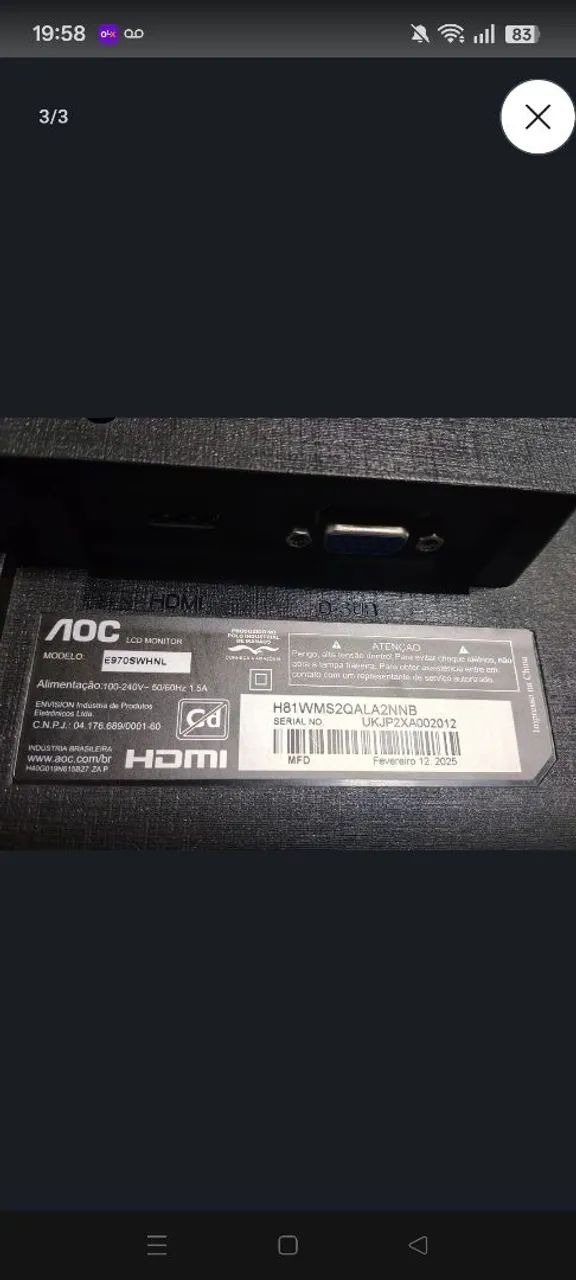 Monitor AOC 18,5 5 Ms - Foto 2