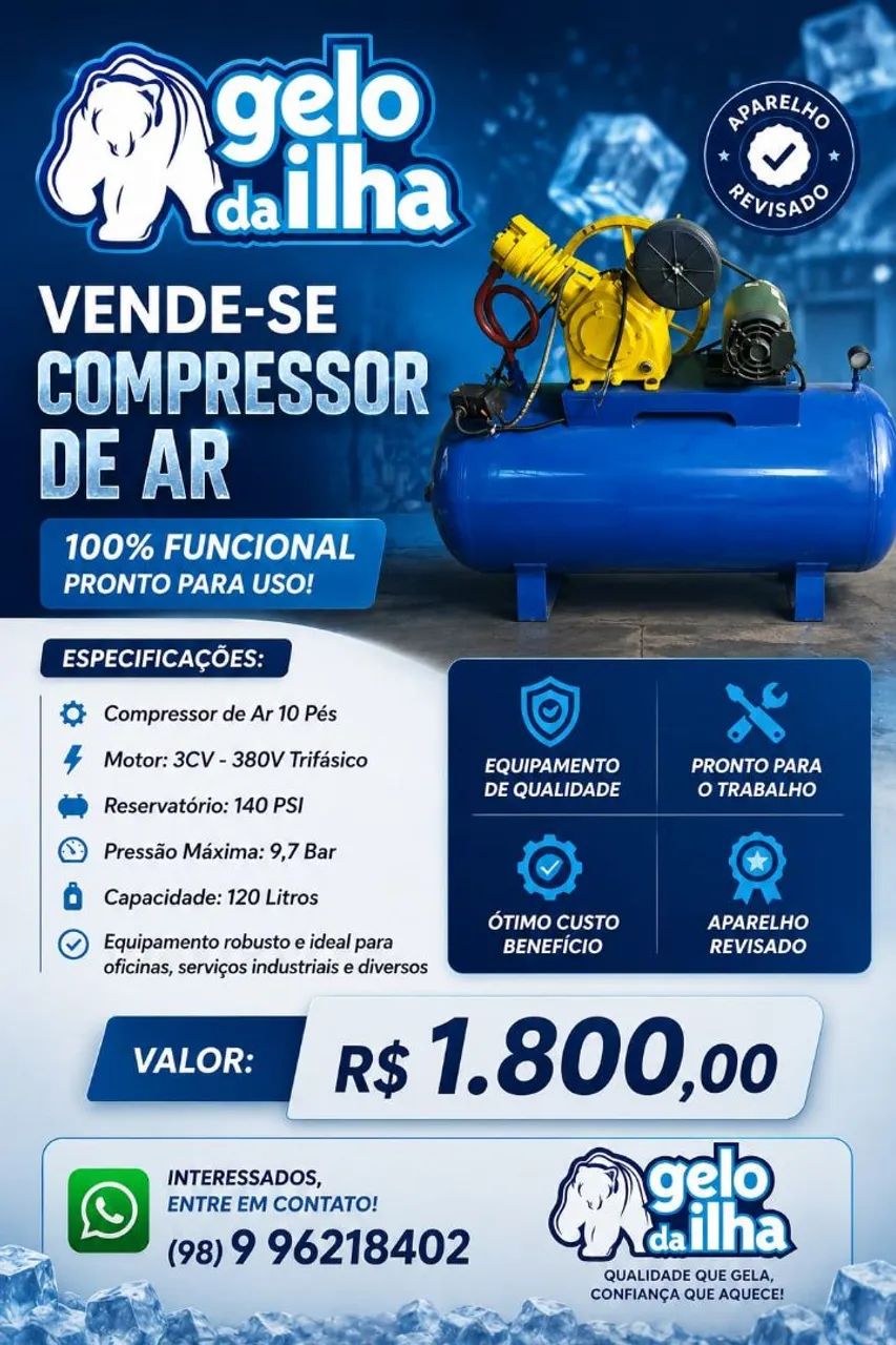 compressor d ar 10 pés 140lbs