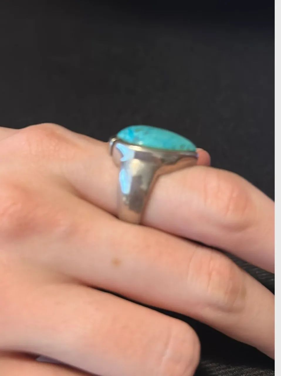Anel em prata 925 com pedra turquesa  em formato de gota  - Foto 4
