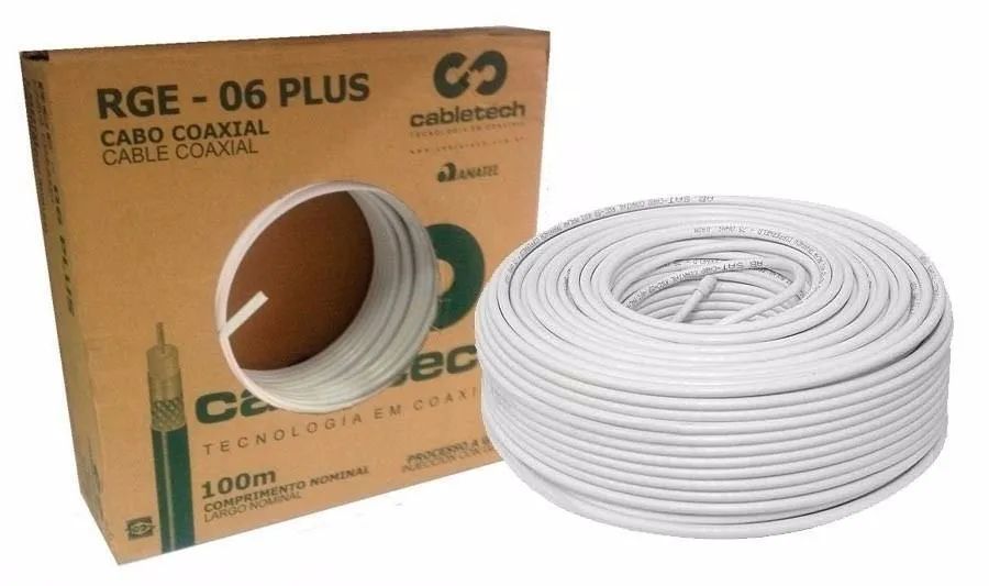 Cabo Coaxial rg06 com 100 metros 