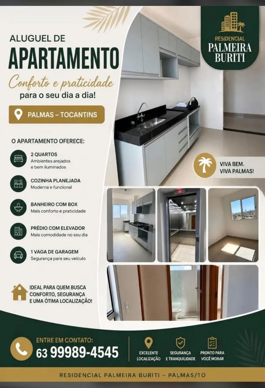 Alugo apartamento no Res. Palmeira Buriti