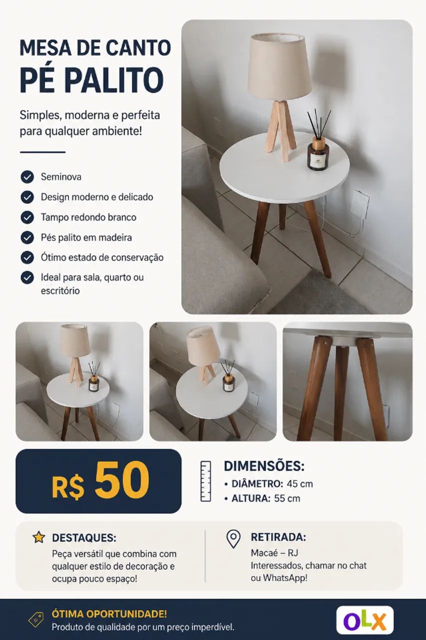 Mesa de Canto Pé Palito