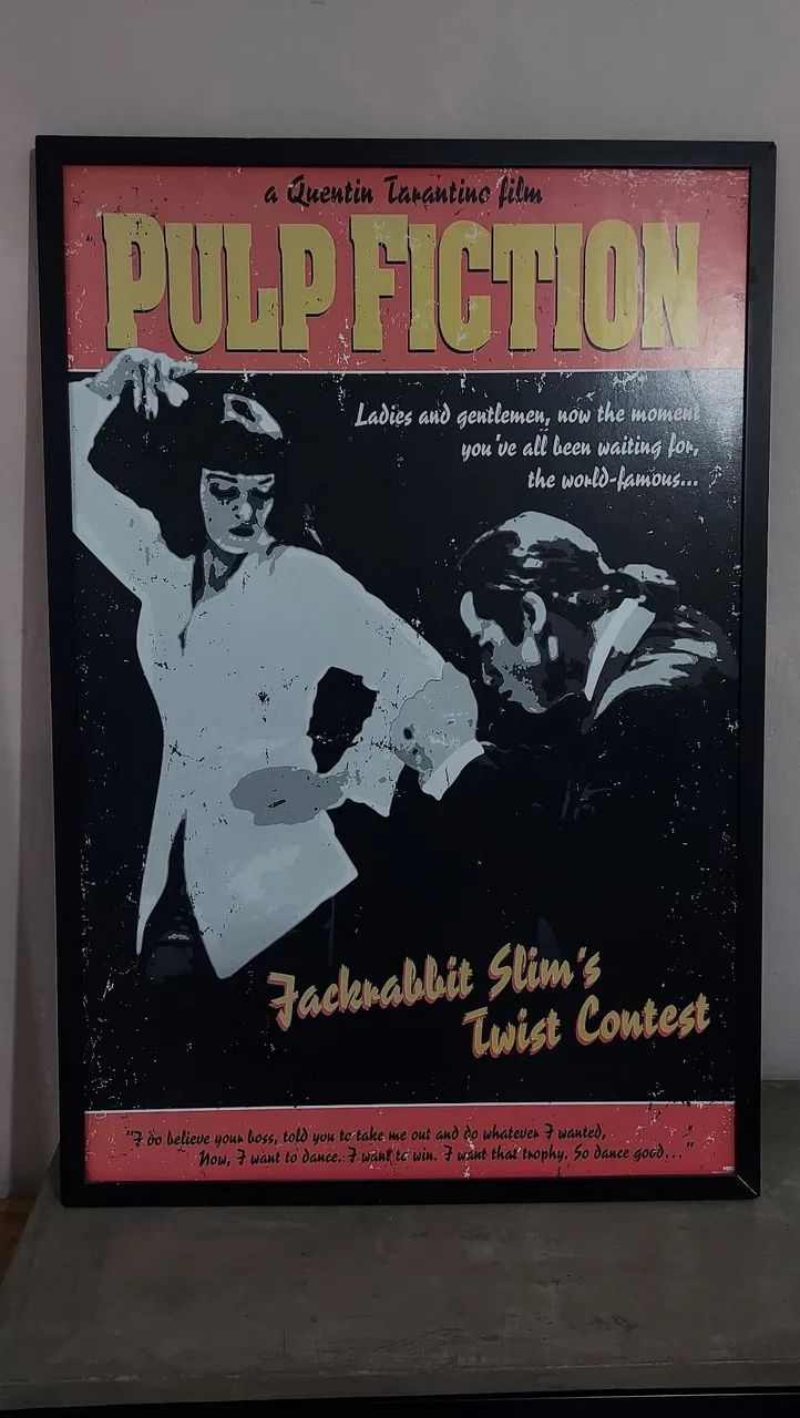 Pulp Fiction - Quadro grande + moldura - Mia Wallace e Vincent