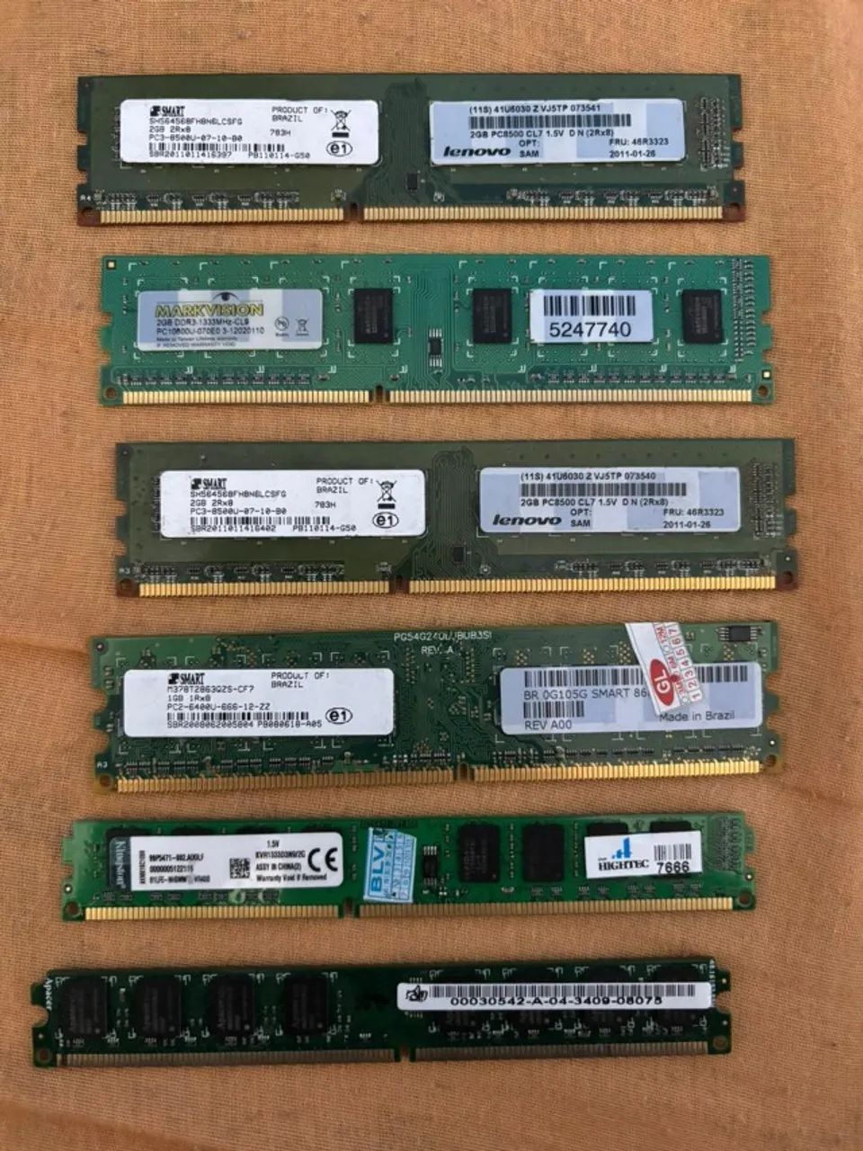 Lote 6 Memórias RAM PC Desktop (4x DDR3 + 2x DDR2) - Oficina/Técnico - Foto 3
