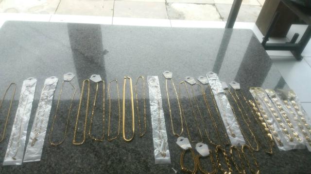 Cordões puseiras e braceletes aço inóxidavel folheados tops - Foto 6