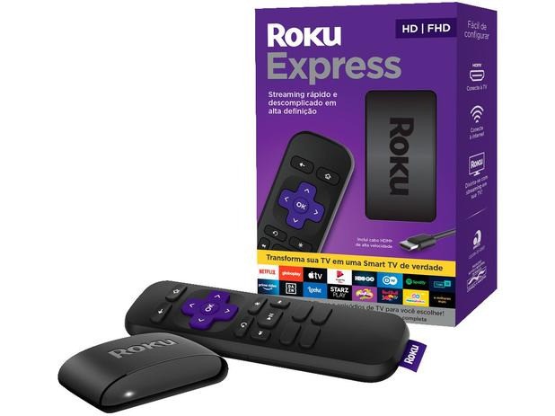 Tv box Roku Express 3930 padrão Full HD 32MB preto com memória RAM de 512MB
