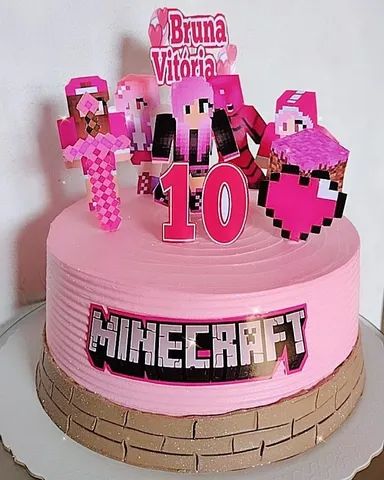 Bolo Minecraft para menina 