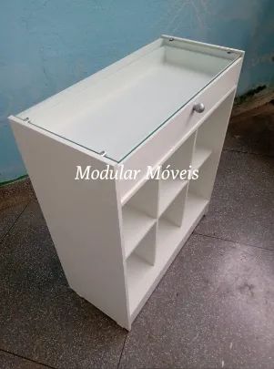 Balcão Colmeia Vazado com Vidro Superior e Gaveta - Foto 2