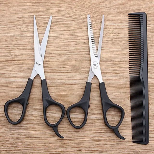 Kit 2 Tesouras Reta E Dentada com Pente cortar cabelo promoção  - Foto 3