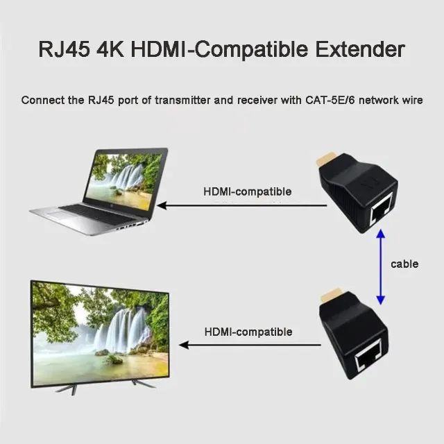 Extensor Conversor Hdmi Via 1 Cabo Rede Rj45 4k 30m Cat5e/6 - COD 1211 - Foto 4