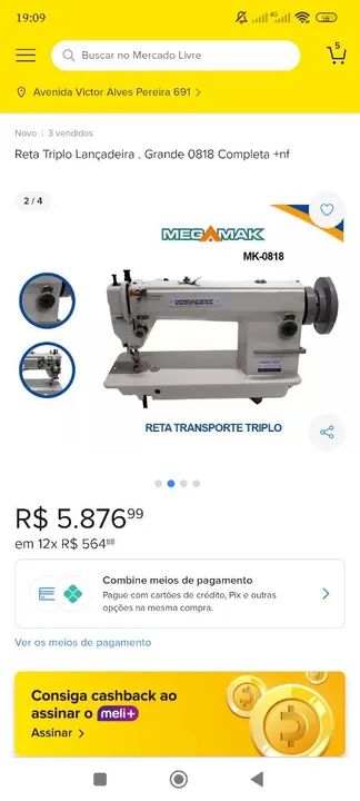 Máquina de costura Reta transporte triplo lançadeira _ ÷ NO CARTÃO
