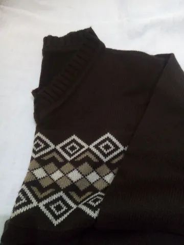 Blusa de lã marron , lã grossa, em perfeito estado Nova  - Foto 4