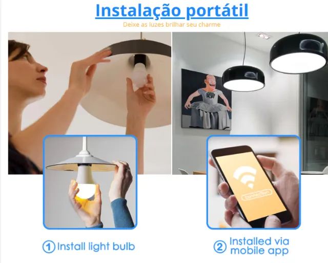 Kit 2x Lampada inteligente alexa Cor da luz branca - Foto 2