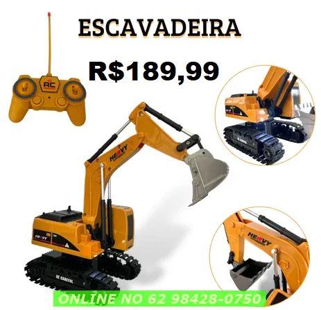 Brinquedo Escavadeira OU Guindaste Controle Remoto OU Pa Carregadeira Carrinho Recarregave - Foto 2