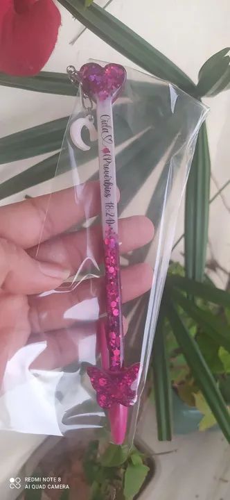 Caneta de Resina Personalizada com Glitter