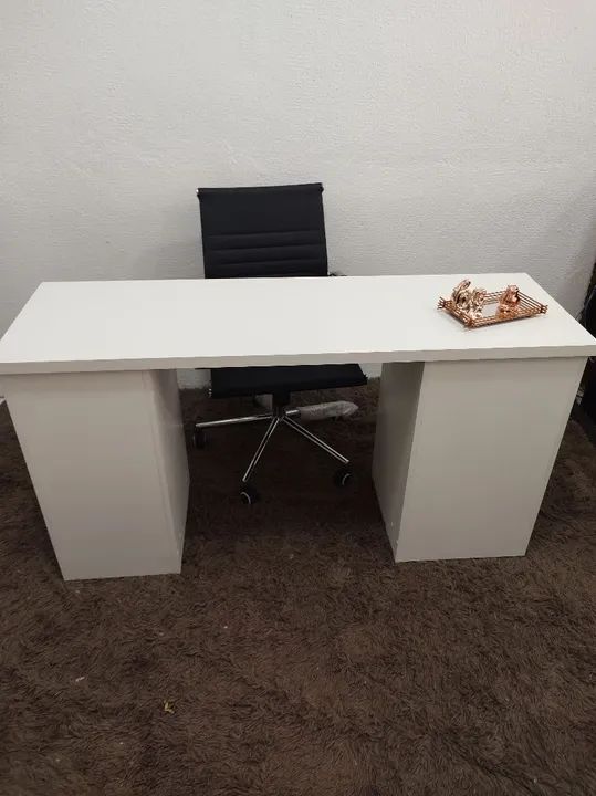 Mesa reta para escritório mdf branca - Foto 3