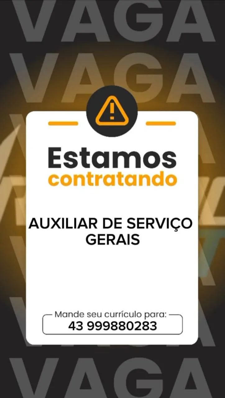 Contrata-se para Auxiliar de serviços gerais!!!
