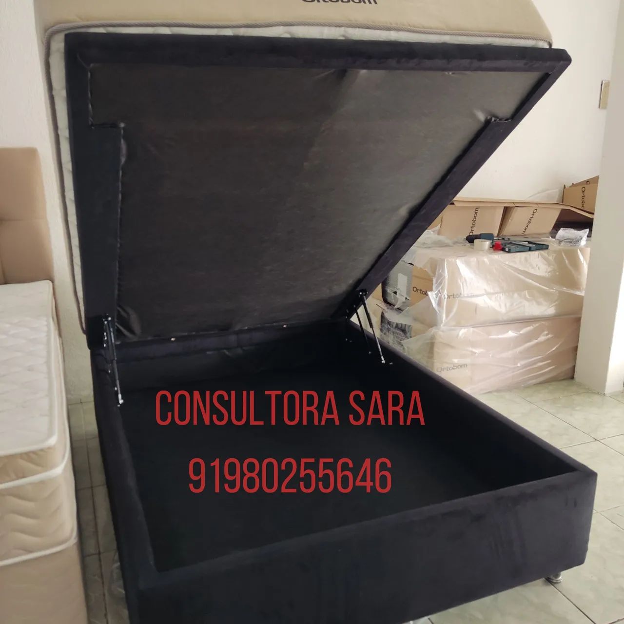 Base baú Casal com suspensão hidráulica 