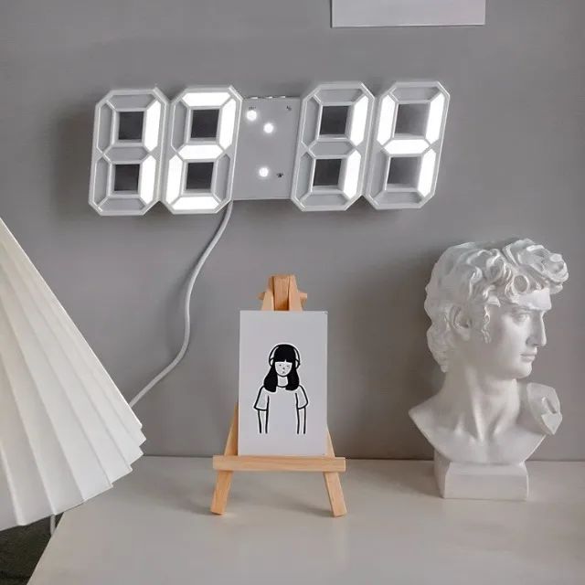 Relógio Digital 3D de Mesa e Parede Desepertador Design Moderno Luminária - Foto 2