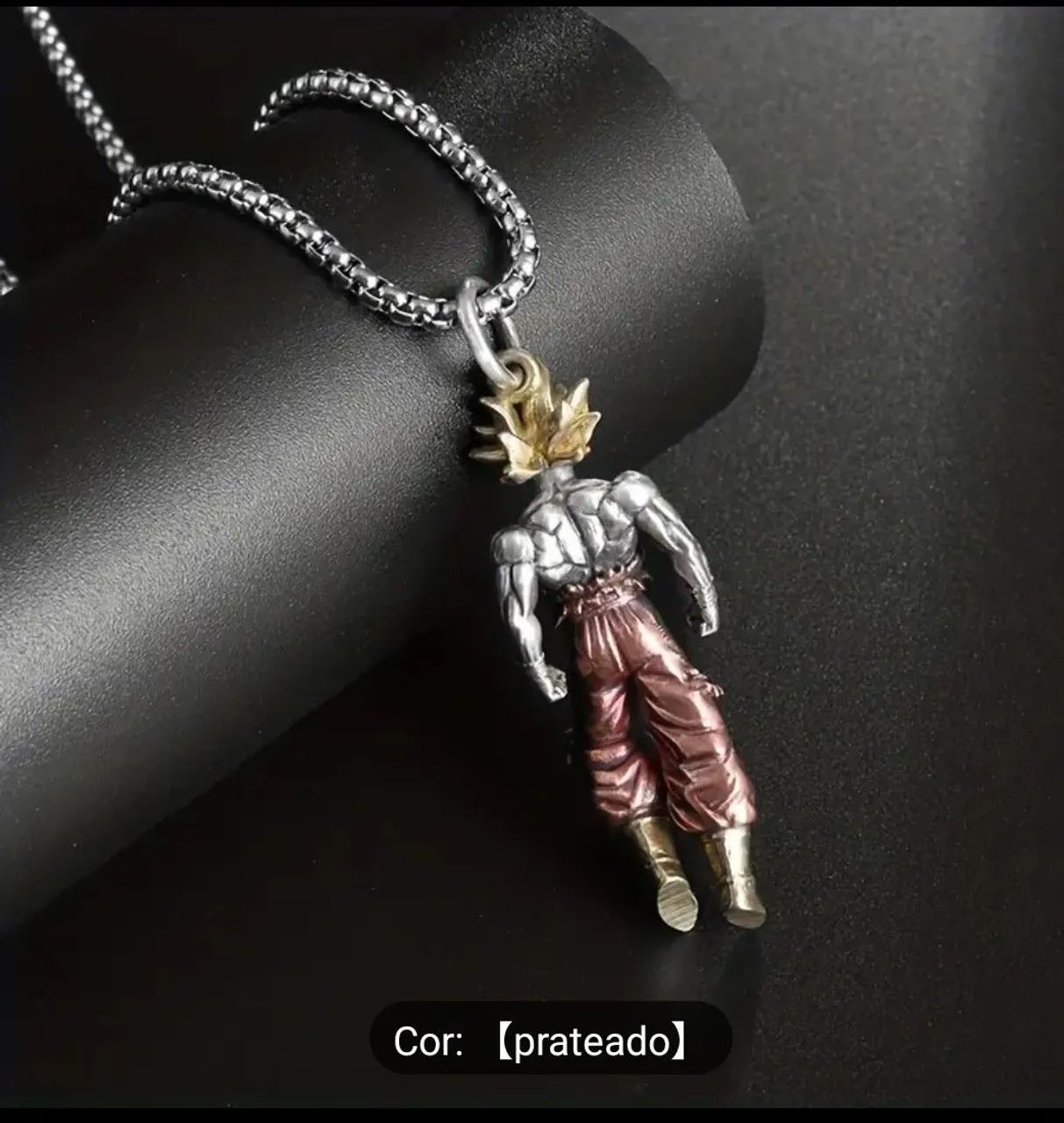 Colar Pingente Goku Dragon Ball Z Prateado - Foto 3