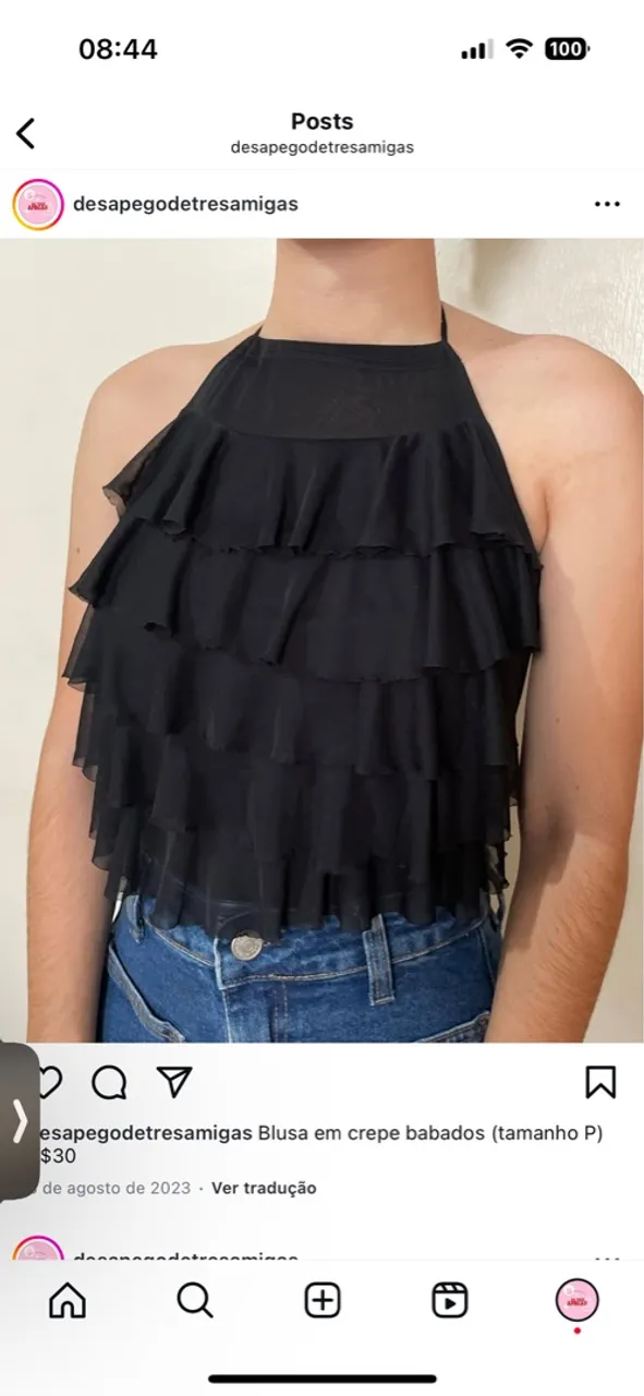 Blusa em crepe babados (tamanho P)