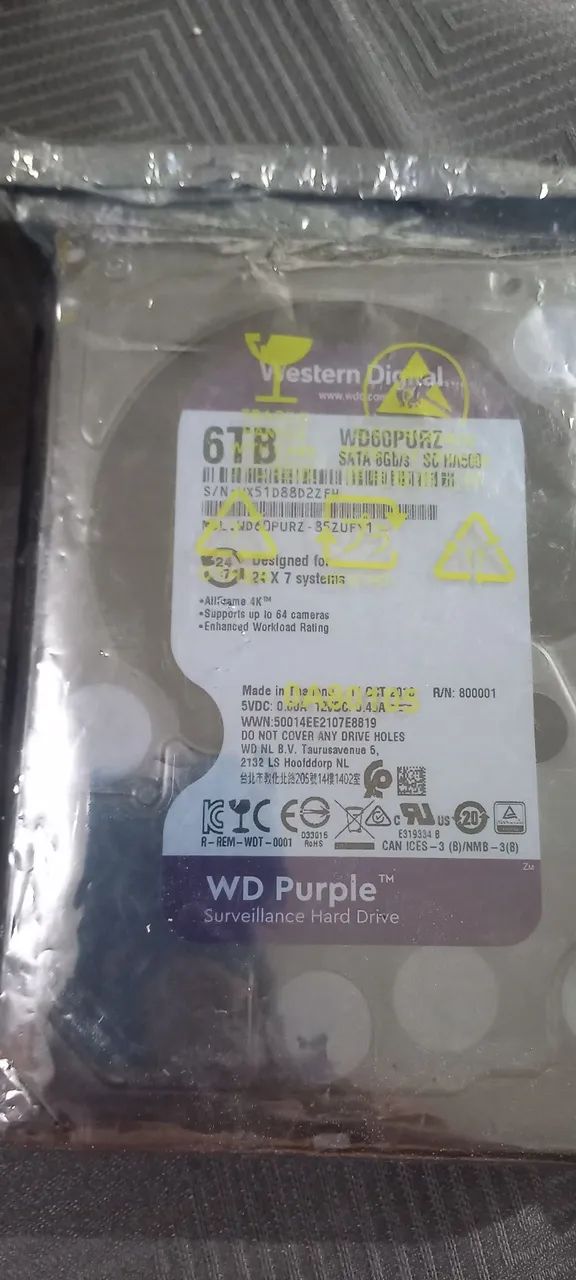 HD WD Purple 6TB para Segurança e Vigilância