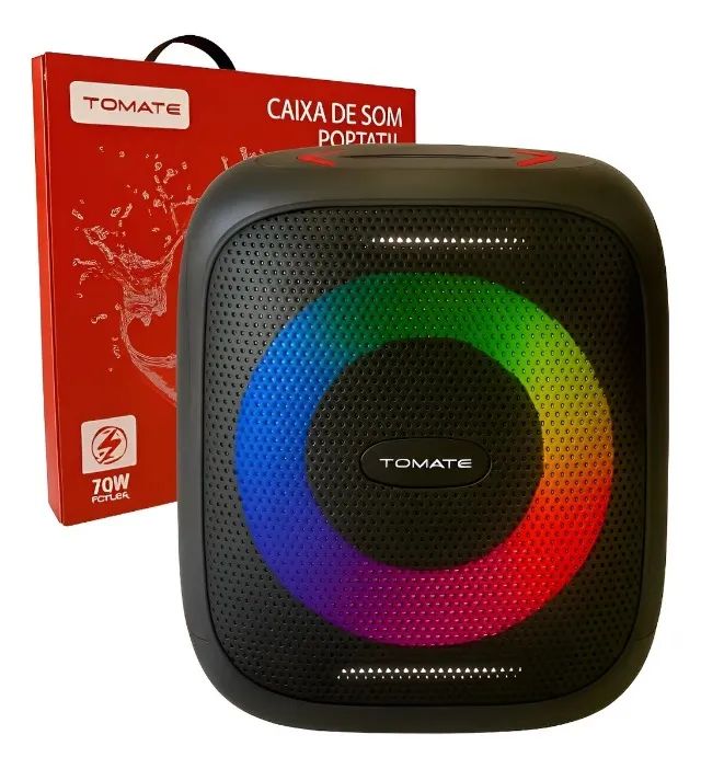 Caixa Som Tomate Mts-8012 Bluetooth 5.3 70w Potente 8h Led Preto