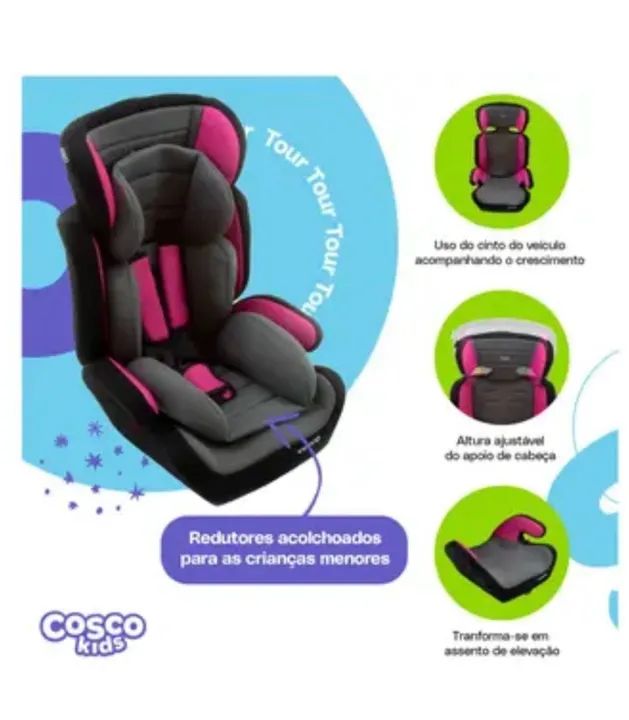 Cadeirinha cosco tour rosa e cinza parcelo em até 12x c/ juros  - Foto 2