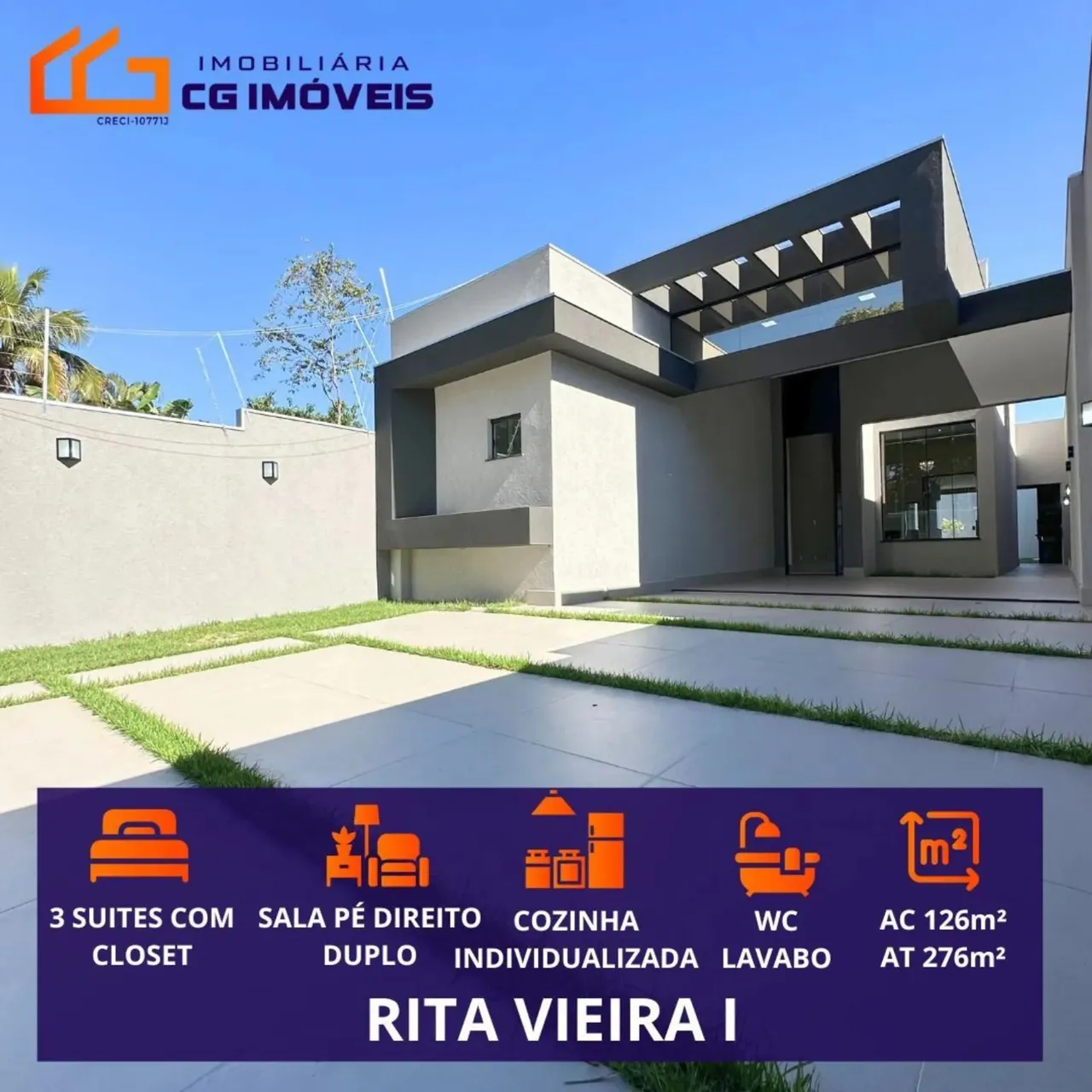 Casa á venda com 3 quartos sendo 1 suíte com closet no Rita Vieira em Campo Grande -  MS
