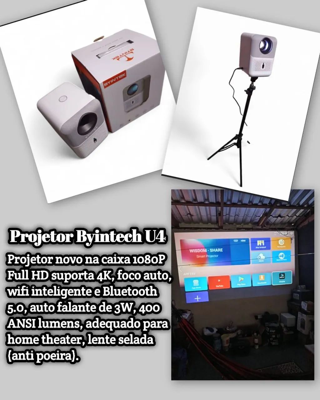 Projetor Full HD Byintech novo