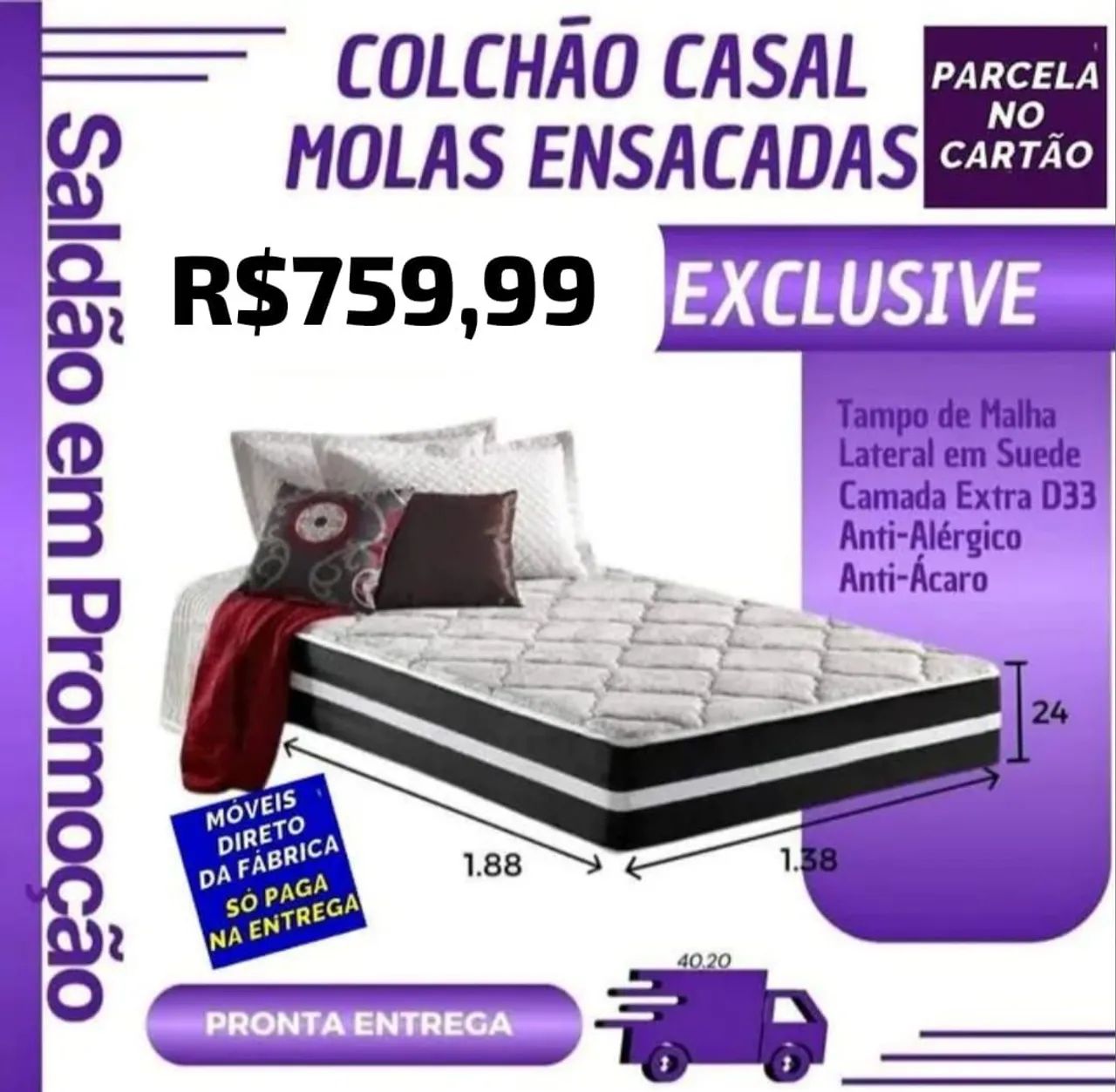 COLCHÕES SOLTEIRO E CASAL DIRETO DA FÁBRICA  - Foto 4