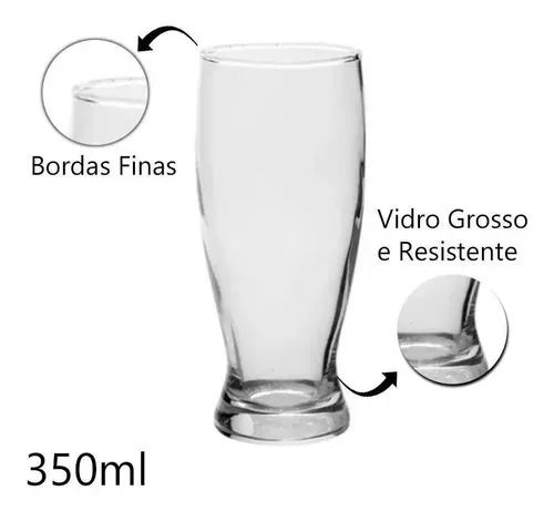 24 copos jogo de copo para seu negocio copo chopp tulipa vidro 350ml vd52 - Foto 3