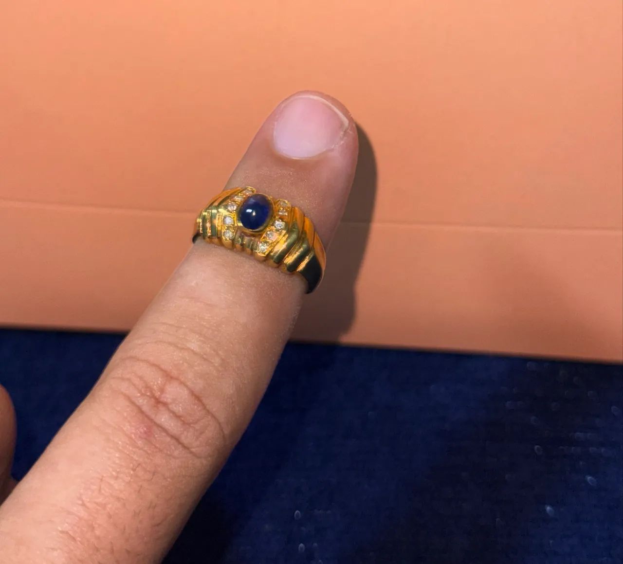 Anel e Brincos De Ouro 18k Com Safira Luxuoso!   - Foto 3