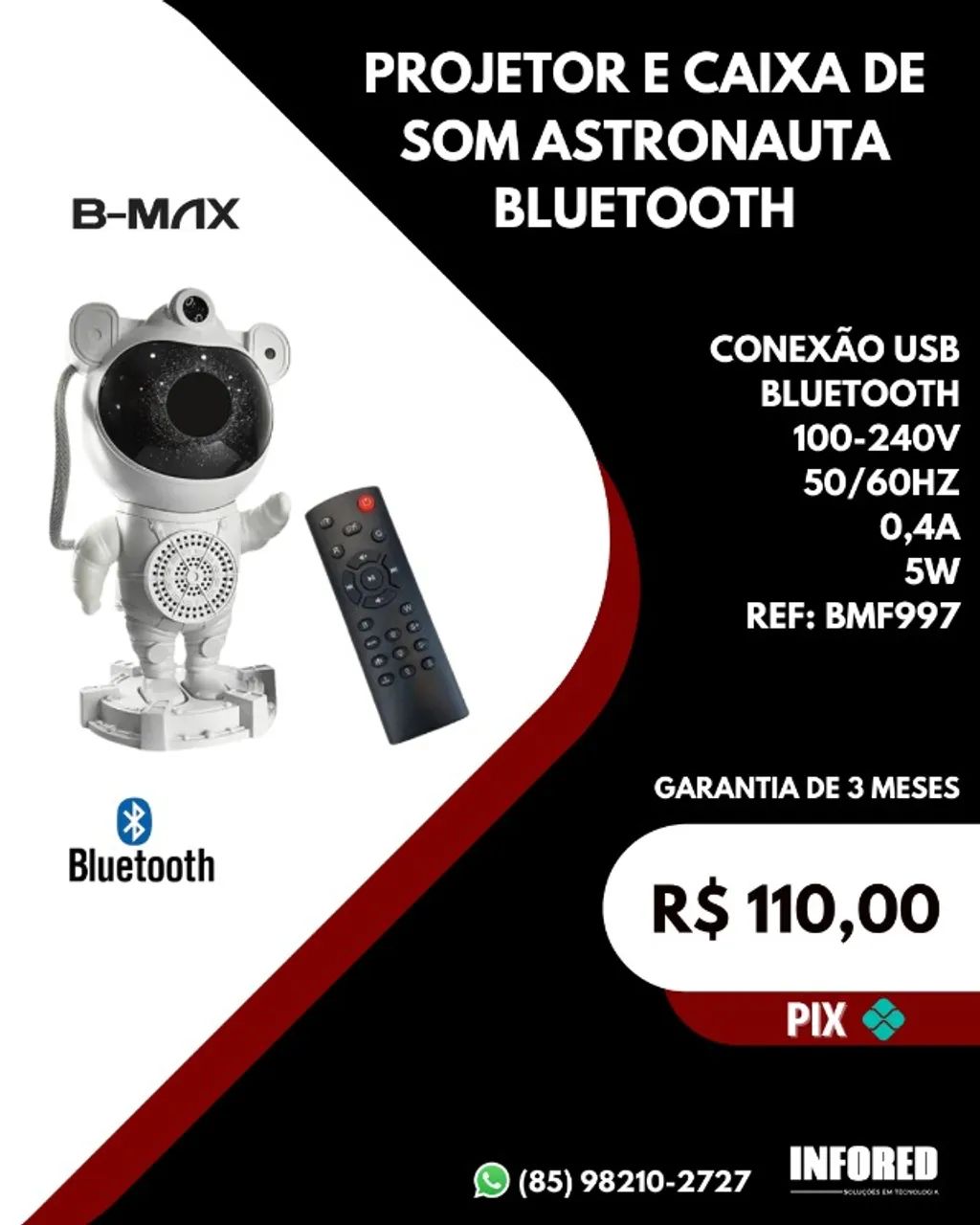 Projetor e caixa de som astronauta