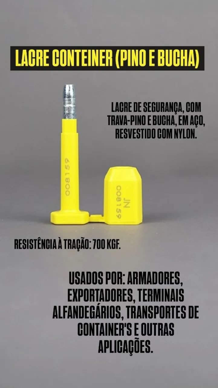Lacre Container PINO E BUCHA - Segurança e Resistência