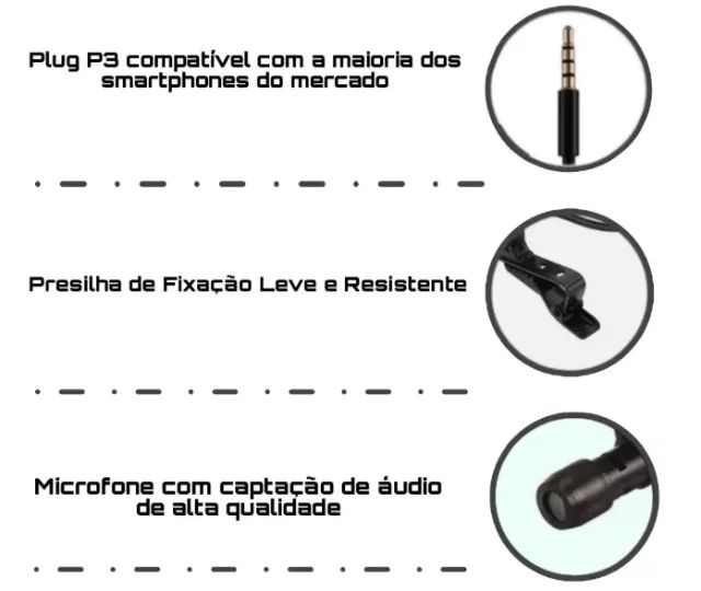 Microfone de Lapela para Celular Hmaston KM-002 com Plug P2 3.5mm e Cabo 1,7m - Foto 5