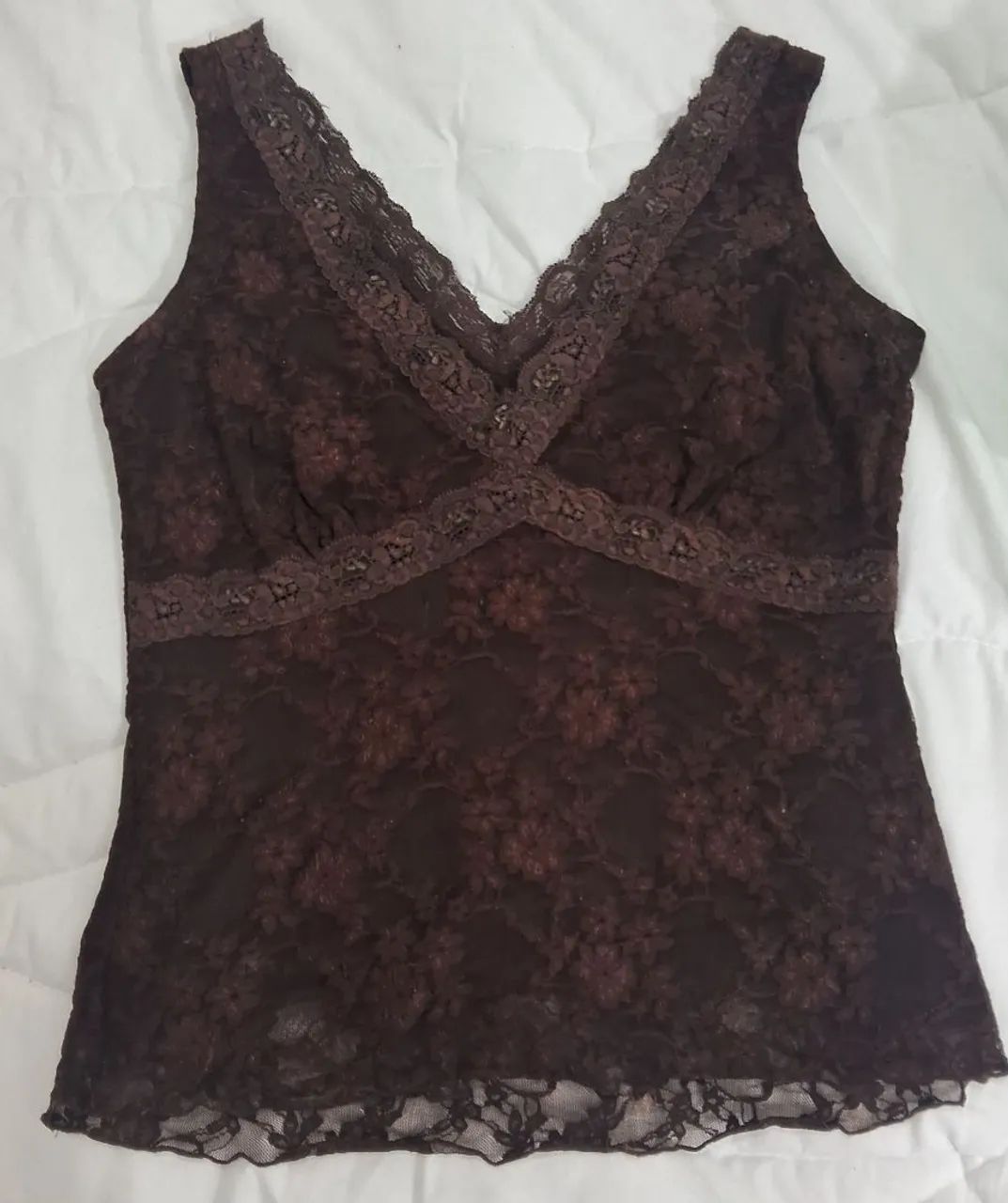 Blusa Renda Marrom da Charming 