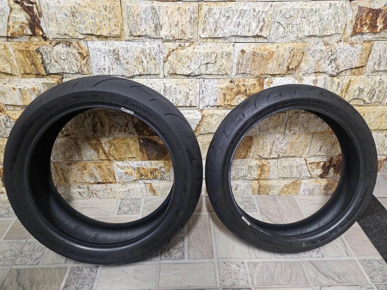 Used Dunlop Motorcycle Tire Pair: 120/70 R17 and 180/55 R1764684300611331120