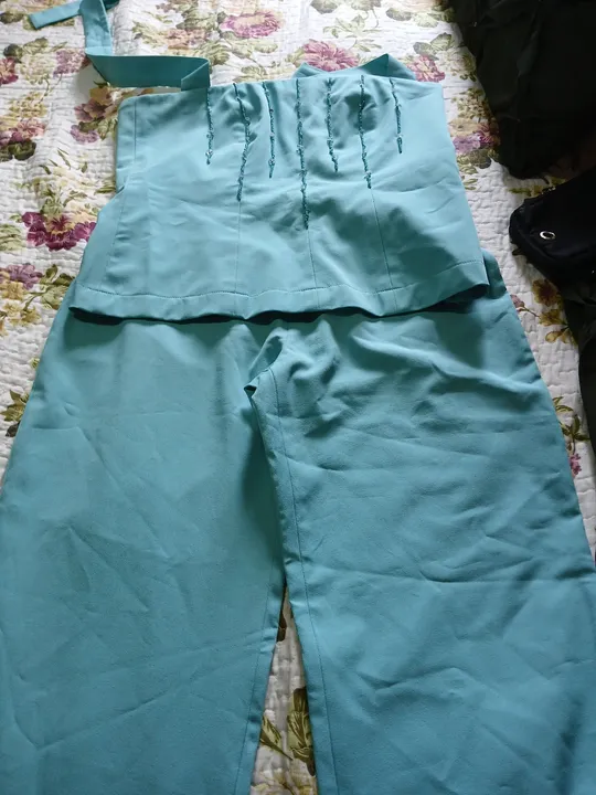 Conjunto de calça e blusa azul Eliana Neves
