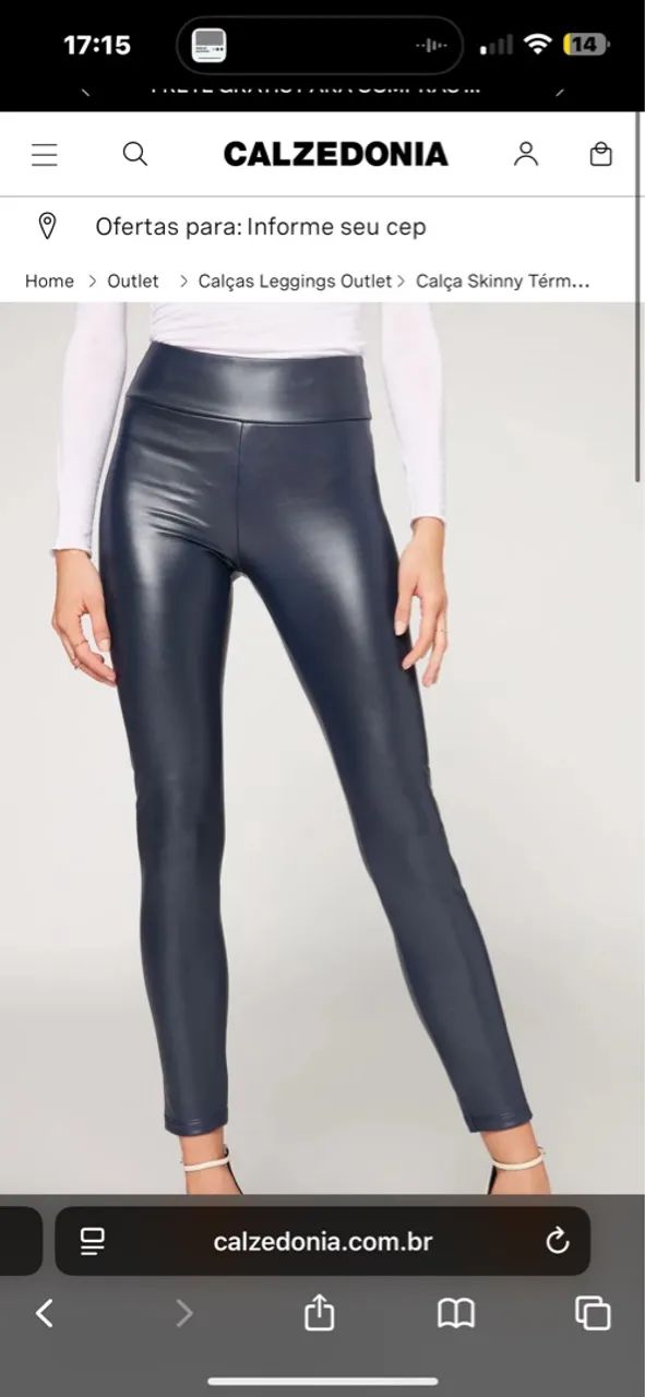 Calça Legging Térmica Com Efeito Tipo Couro Calzedonia- Tamanho