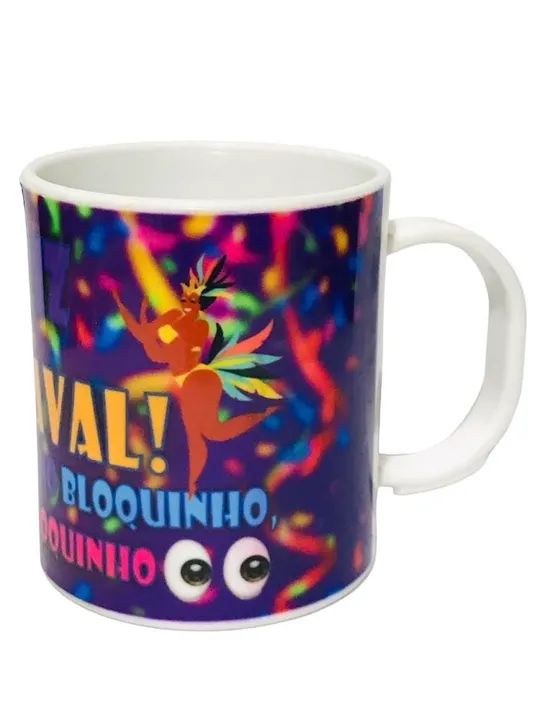 Caneca de polímero branca 300ml tema: CARNAVAL - Foto 2