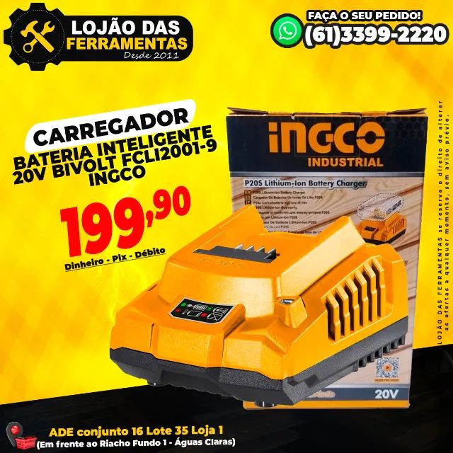 Carregador Bateria Inteligente 20v Bivolt Fcli2001-9 Ingco